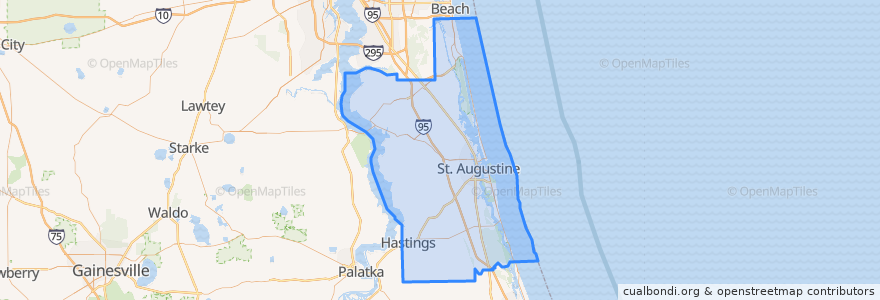 Mapa de ubicacion de St. Johns County.