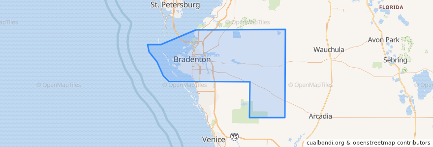 Mapa de ubicacion de Manatee County.