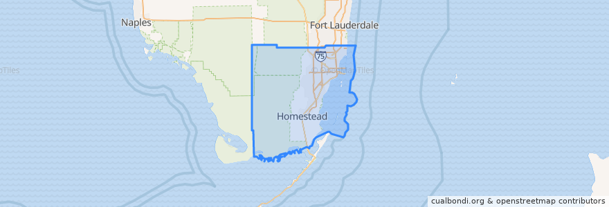 Mapa de ubicacion de Miami-Dade County.