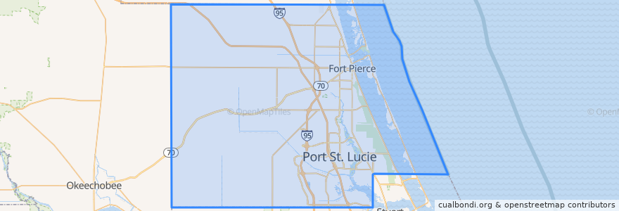 Mapa de ubicacion de St. Lucie County.