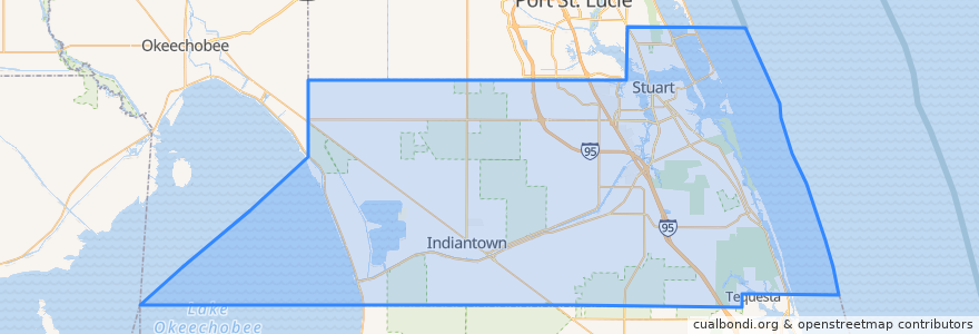 Mapa de ubicacion de Martin County.