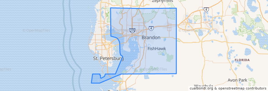 Mapa de ubicacion de Hillsborough County.