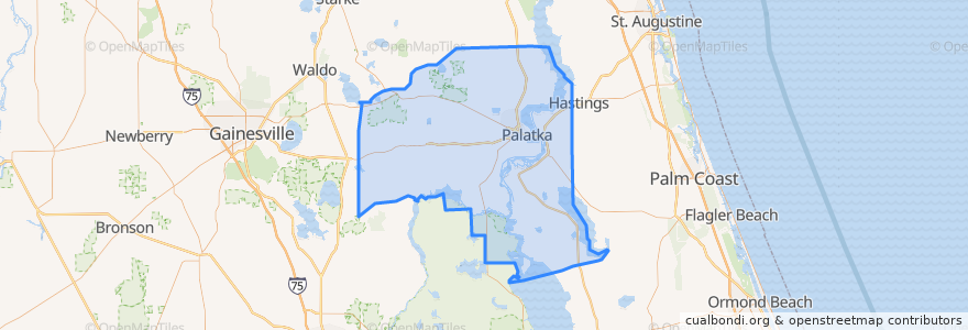 Mapa de ubicacion de Putnam County.