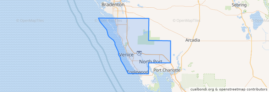 Mapa de ubicacion de Sarasota County.