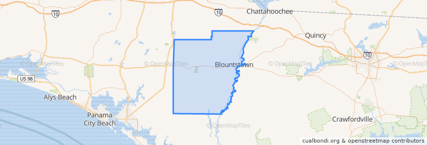 Mapa de ubicacion de Calhoun County.