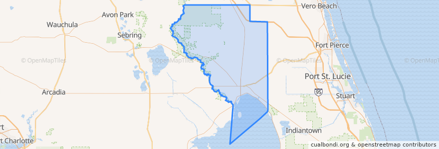 Mapa de ubicacion de Okeechobee County.