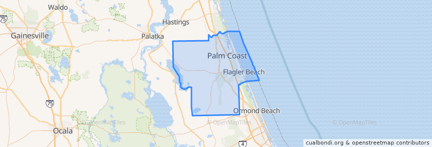 Mapa de ubicacion de Flagler County.