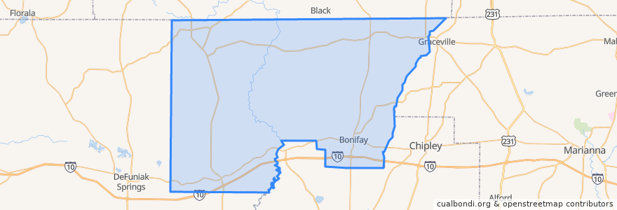 Mapa de ubicacion de Holmes County.