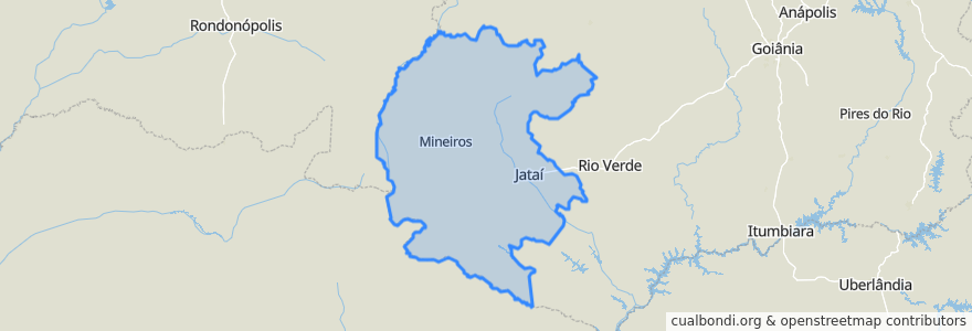 Mapa de ubicacion de Região Geográfica Imediata de Jataí-Mineiros.