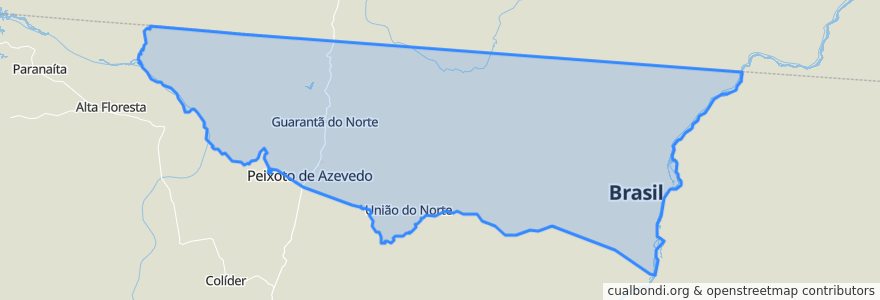 Mapa de ubicacion de Região Geográfica Imediata de Peixoto de Azevedo - Guarantã do Norte.