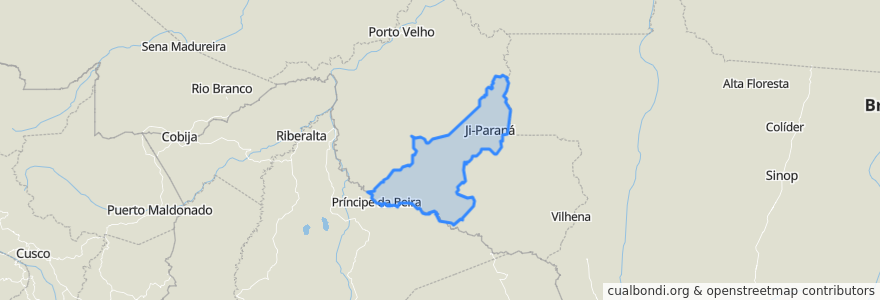 Mapa de ubicacion de Região Geográfica Imediata de Ji-Paraná.