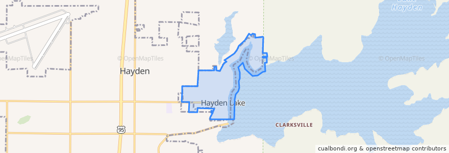 Mapa de ubicacion de Hayden Lake.