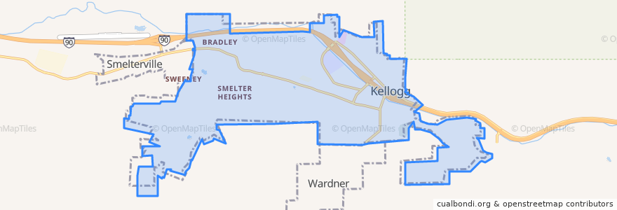 Mapa de ubicacion de Kellogg.