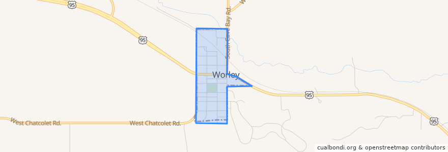 Mapa de ubicacion de Worley.