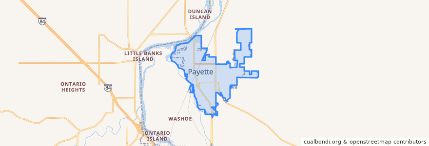 Mapa de ubicacion de Payette.