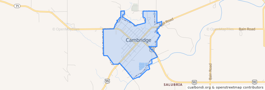 Mapa de ubicacion de Cambridge.