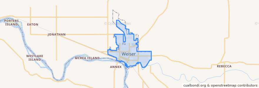 Mapa de ubicacion de Weiser.