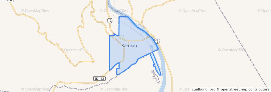 Mapa de ubicacion de Kamiah.