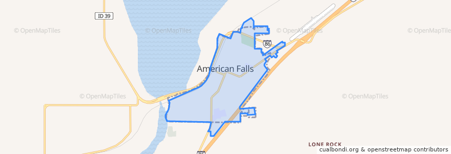 Mapa de ubicacion de American Falls.