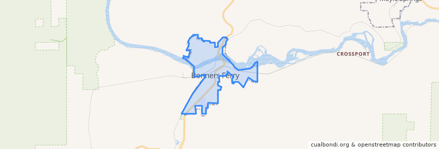 Mapa de ubicacion de Bonners Ferry.