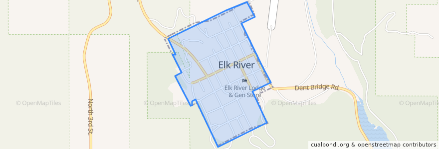 Mapa de ubicacion de Elk River.