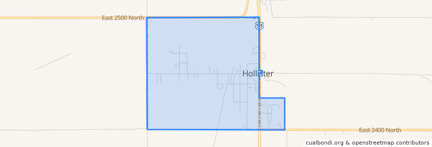 Mapa de ubicacion de Hollister.