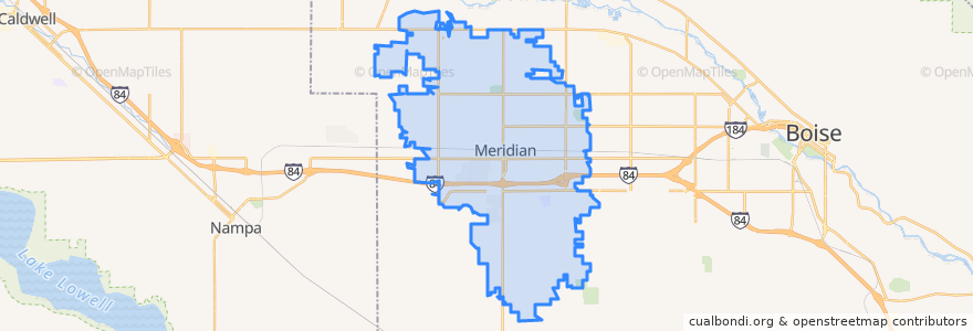 Mapa de ubicacion de Meridian.