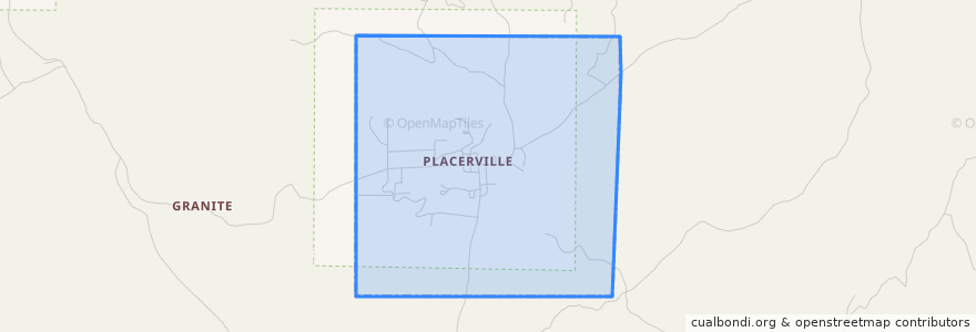 Mapa de ubicacion de Placerville.