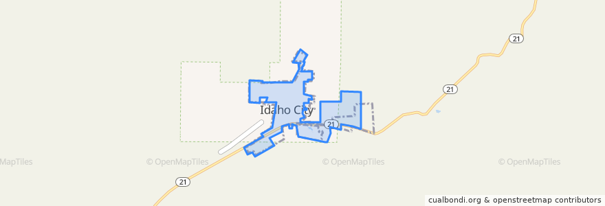 Mapa de ubicacion de Idaho City.