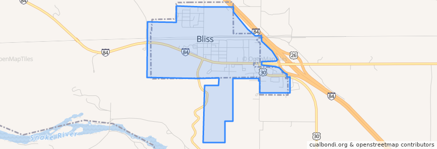 Mapa de ubicacion de Bliss.