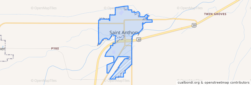 Mapa de ubicacion de St. Anthony.