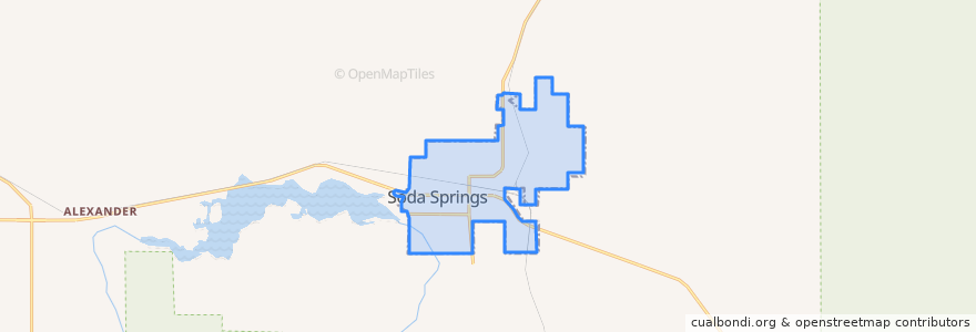 Mapa de ubicacion de Soda Springs.