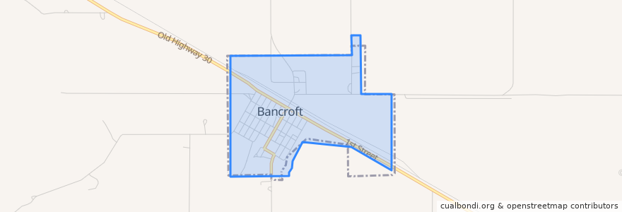 Mapa de ubicacion de Bancroft.