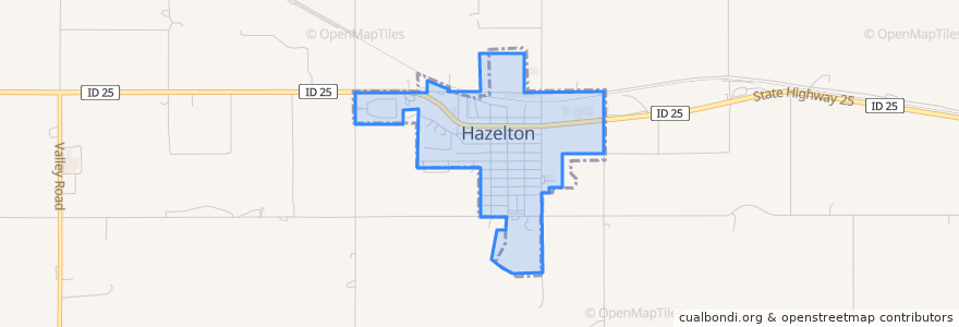 Mapa de ubicacion de Hazelton.