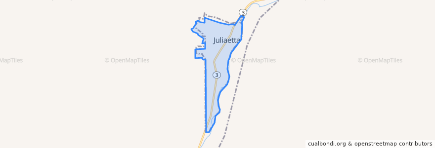 Mapa de ubicacion de Juliaetta.