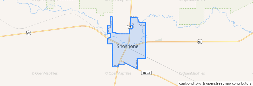 Mapa de ubicacion de Shoshone.