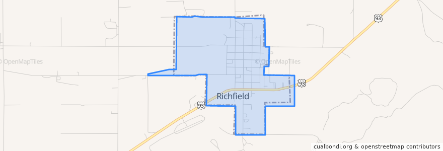 Mapa de ubicacion de Richfield.