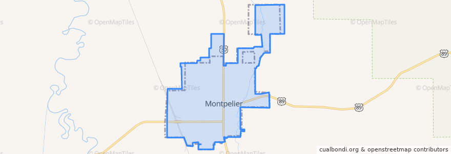 Mapa de ubicacion de Montpelier.