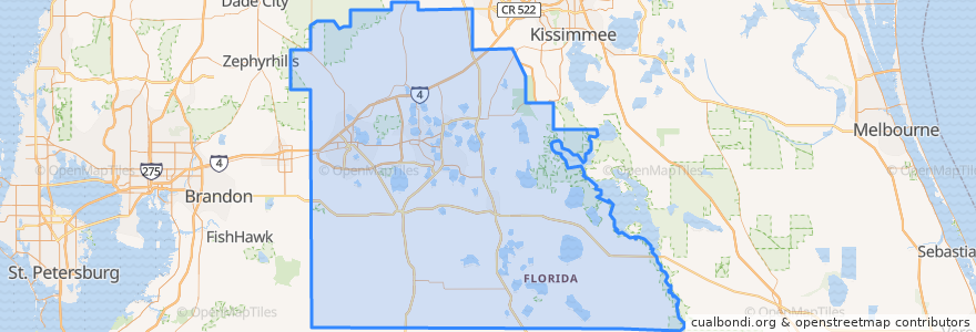 Mapa de ubicacion de Polk County.