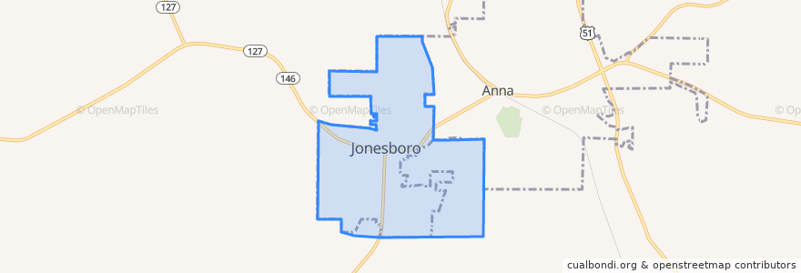 Mapa de ubicacion de Jonesboro.