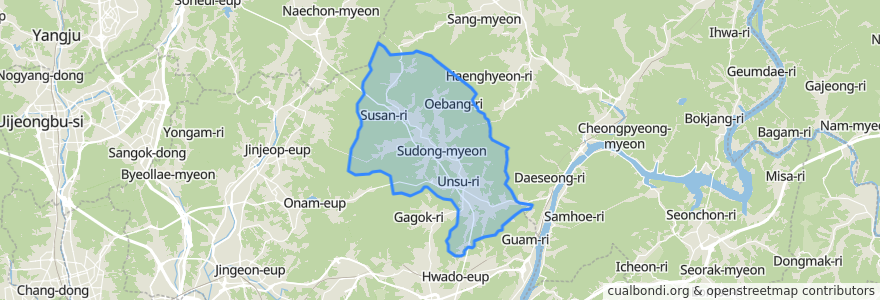 Mapa de ubicacion de 수동면.