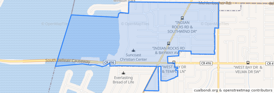 Mapa de ubicacion de Belleair Bluffs.