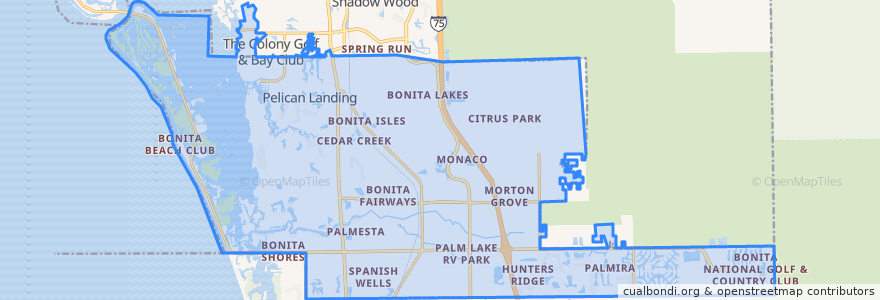 Mapa de ubicacion de Bonita Springs.