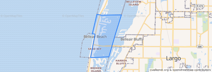 Mapa de ubicacion de Belleair Beach.