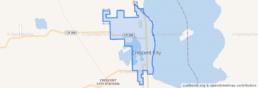 Mapa de ubicacion de Crescent City.