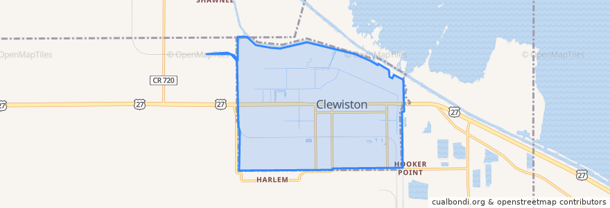 Mapa de ubicacion de Clewiston.