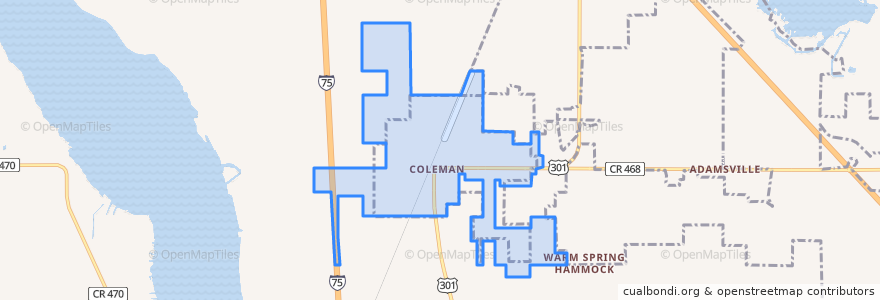 Mapa de ubicacion de Coleman.