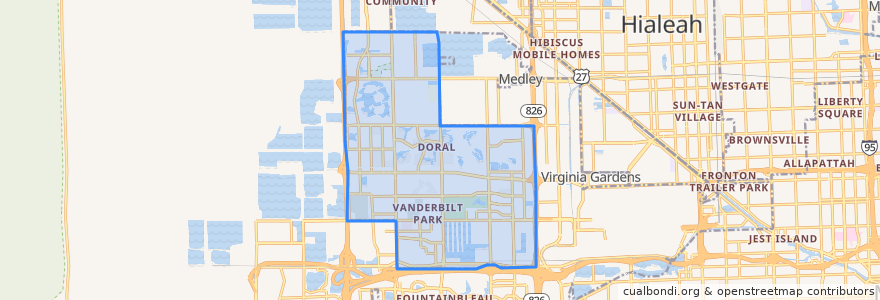 Mapa de ubicacion de Doral.