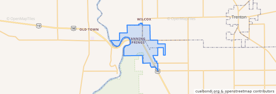 Mapa de ubicacion de Fanning Springs.