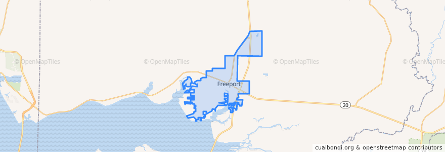 Mapa de ubicacion de Freeport.